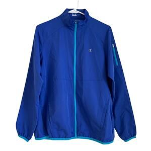 Champion Full-Zip Lightweight Windbreaker Jacket, Blue, Women’s Medium